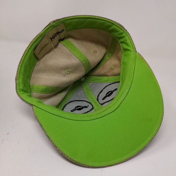 The Muppets Men's Fitted Hat Stretch Kermit the Frog Gray Plaid Poly Blend - Picture 7 of 10